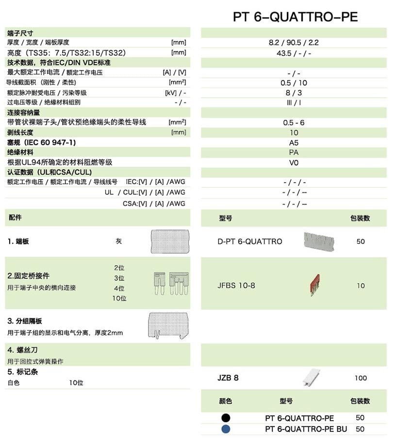 PT直插式系列PT 6-QUATTRO-PE